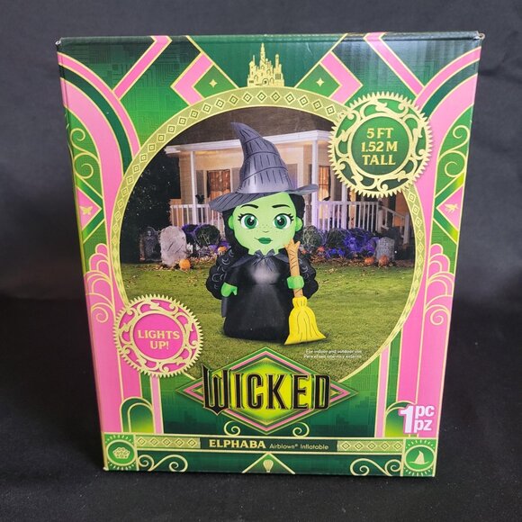 WICKED ELPHABA 5’ INFLATABLE Halloween Witch Wizard Of Oz Light Up Yard Decor - Picture 1 of 4